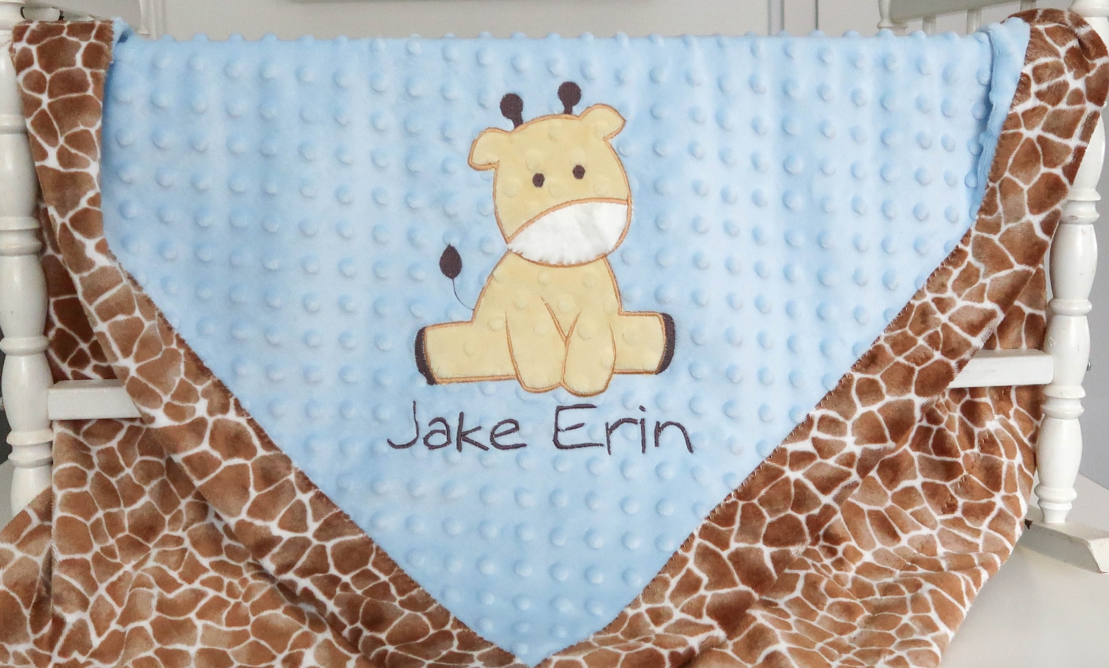 Giraffe Baby Blanket Personalized Baby Blanket Minky Giraffe Etsy