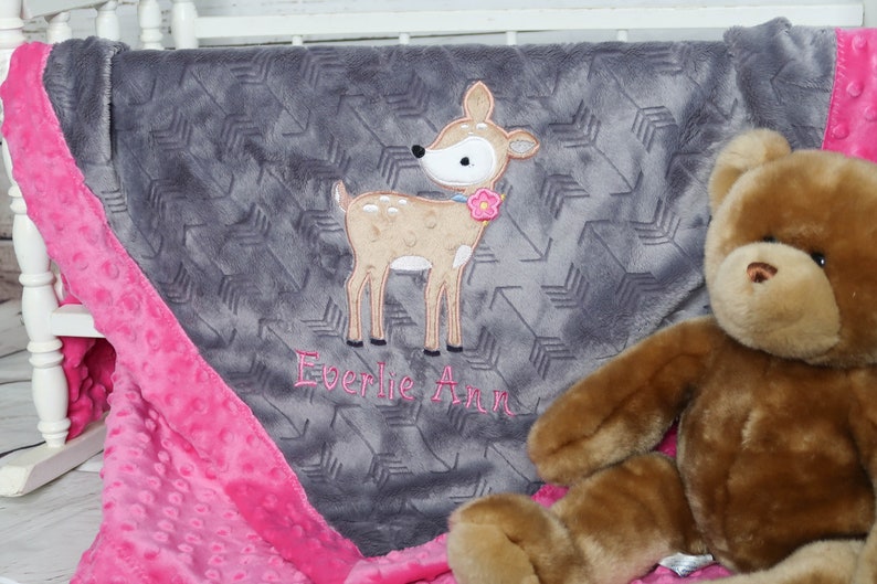 Deer Baby Blanket Baby Fawn Personalized Baby Blanket Minky Etsy