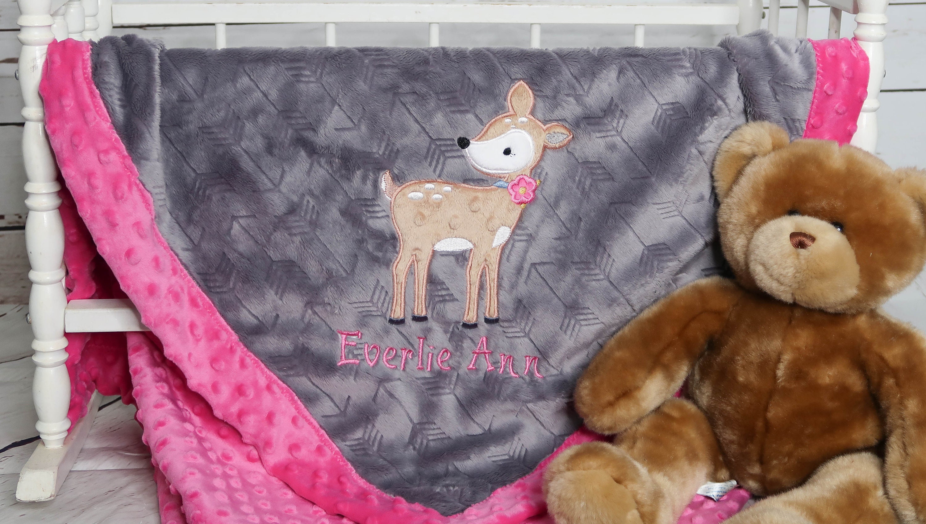 Deer Baby Blanket Baby Fawn Personalized Baby Blanket Minky Etsy