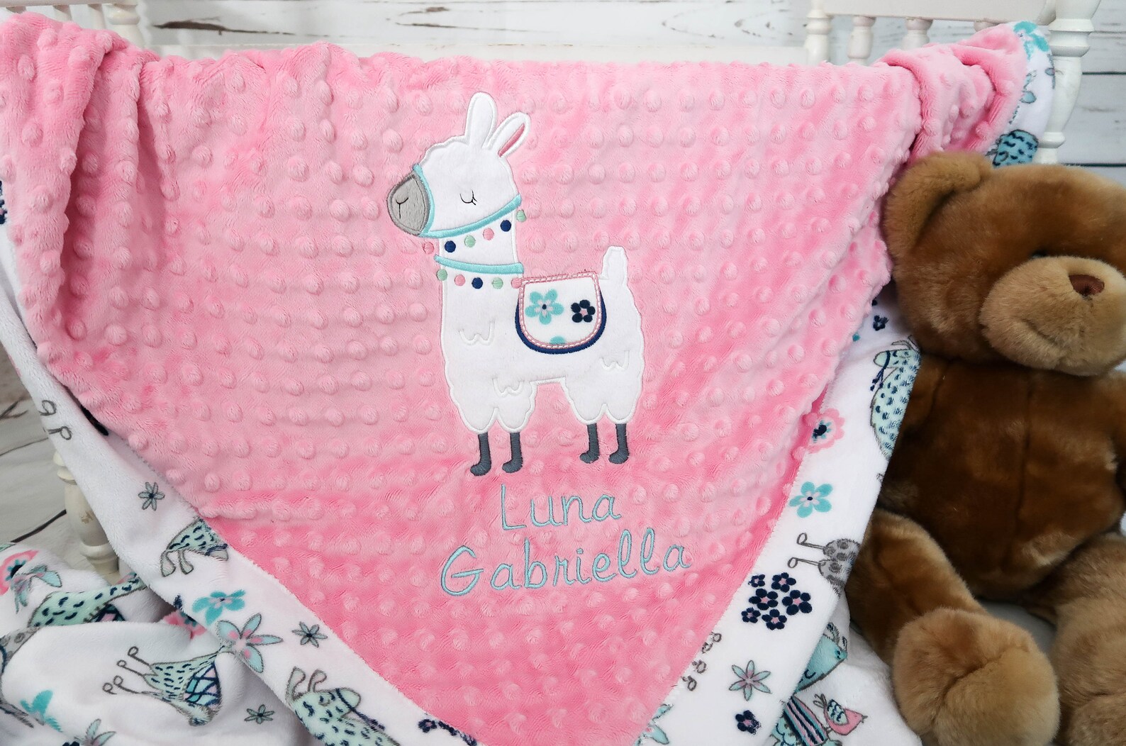 Llama Baby Blanket Personalized Baby Blanket Personalized Etsy