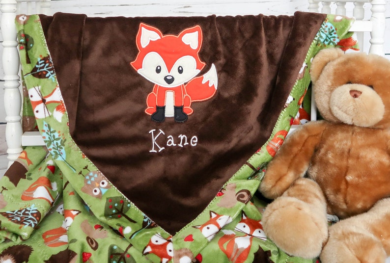 Fox Baby Blanket Fox Crib Bedding Personalized Baby Blanket Etsy