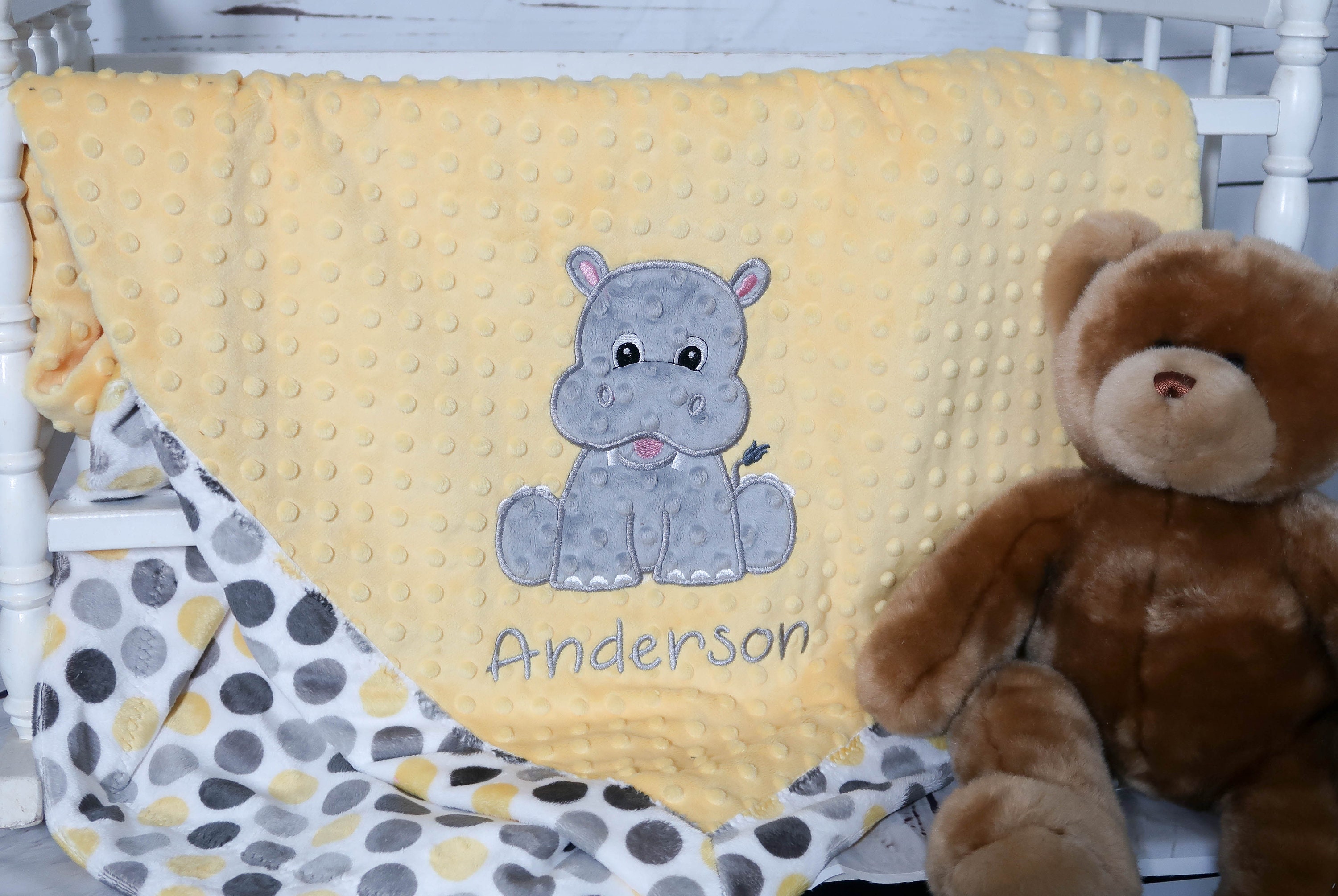 Hippo Blanket Hippo Baby Blanket Personalized Baby Blanket Etsy