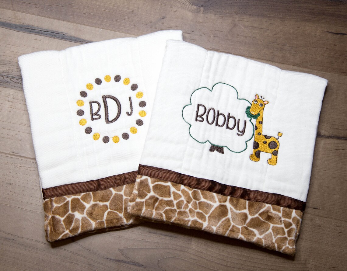 Giraffe Baby Blanket Personalized Baby Blanket Minky Giraffe Etsy