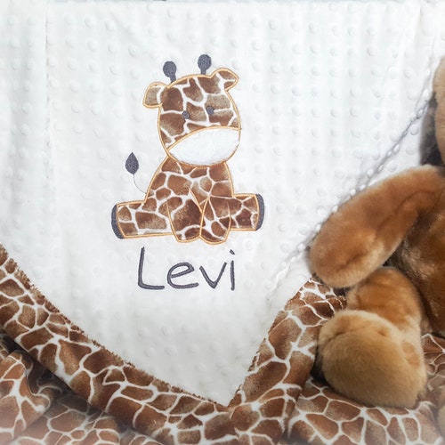 Giraffe Baby Blanket Personalized Baby Blanket Minky Giraffe Etsy