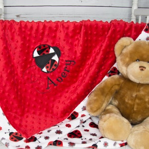Personalized Ladybugs Baby Blanket – Custom Name & Date Flannel Fleece Blanket For Newborn, Baby Shower Gift – 30"x40", 40"x50", 50"x60" - View #9