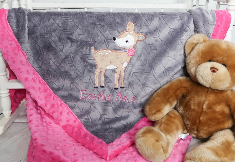 Deer Baby Blanket Baby Fawn Personalized Baby Blanket Minky Etsy