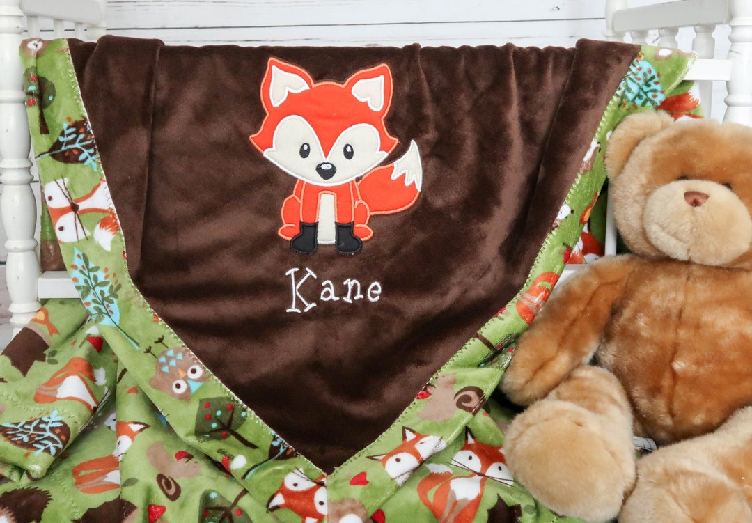 Fox Baby Blanket Fox Crib Bedding Personalized Baby Blanket Etsy