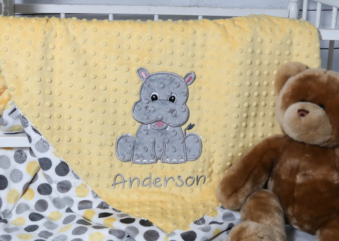 Hippo Blanket Hippo Baby Blanket Personalized Baby Blanket Etsy