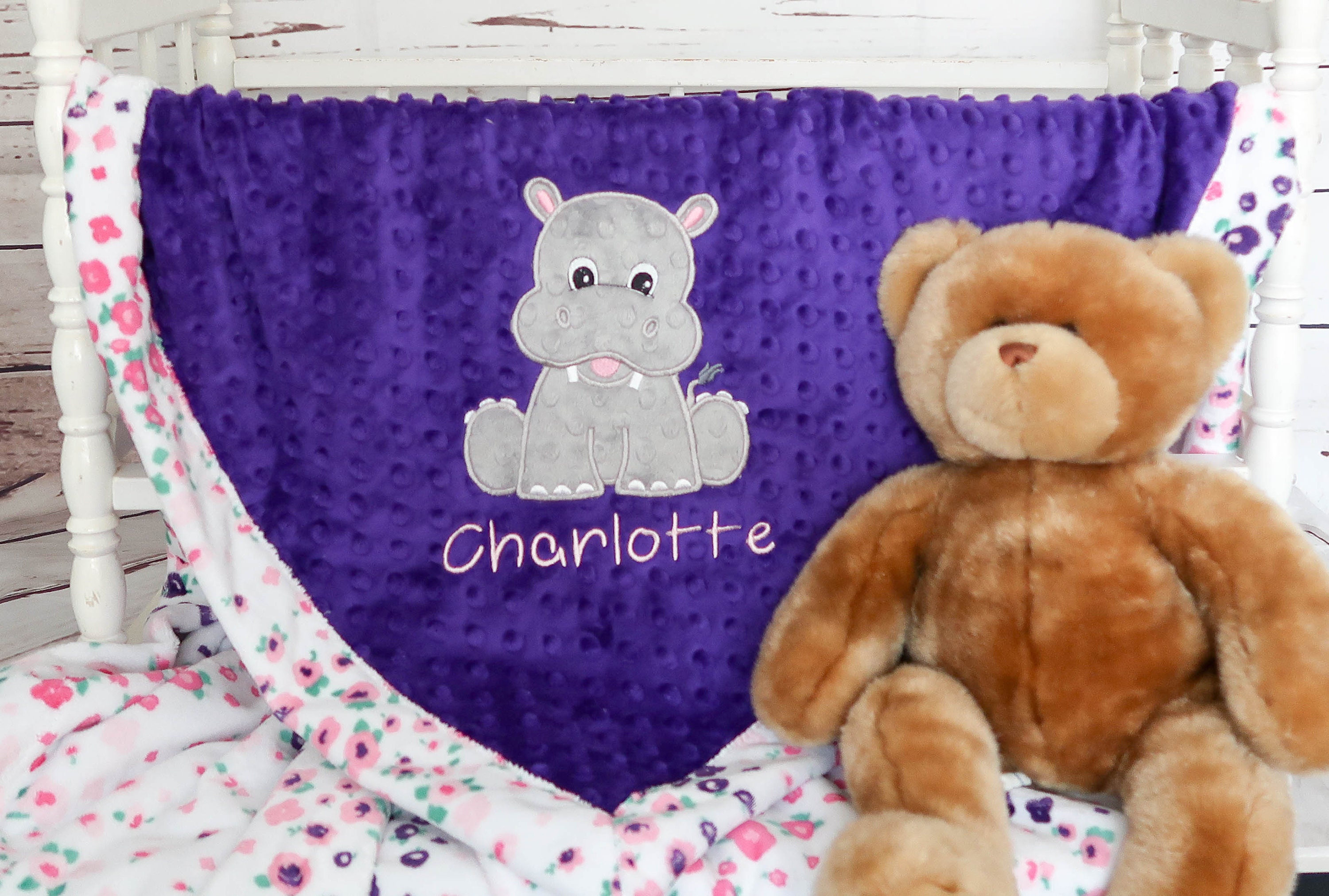 Hippo Crib Bedding Hippo Baby Blanket Girl Personalized Baby Etsy