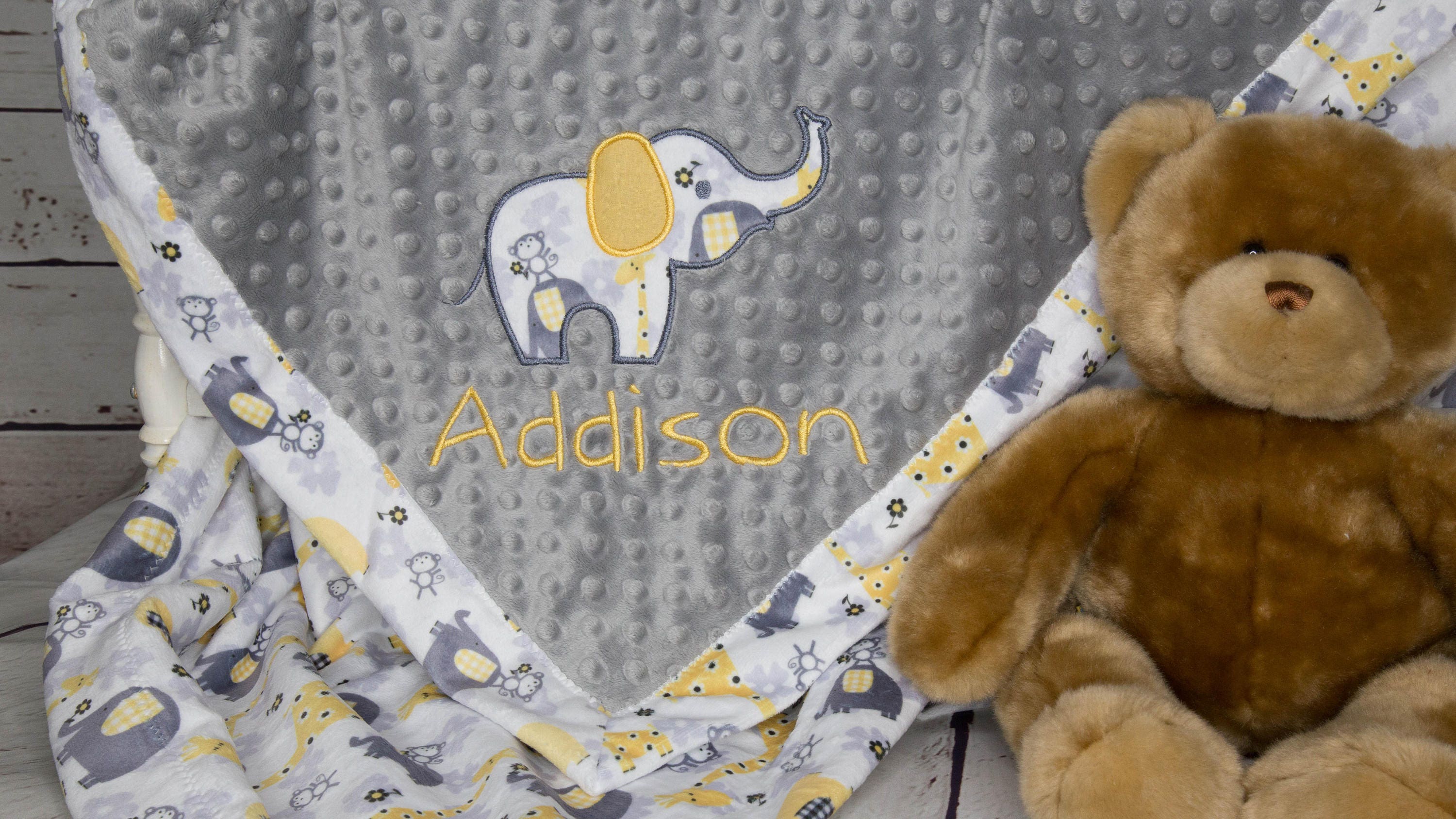 Elephant Baby Blanket Personalized Baby Blanket Custom Name Etsy