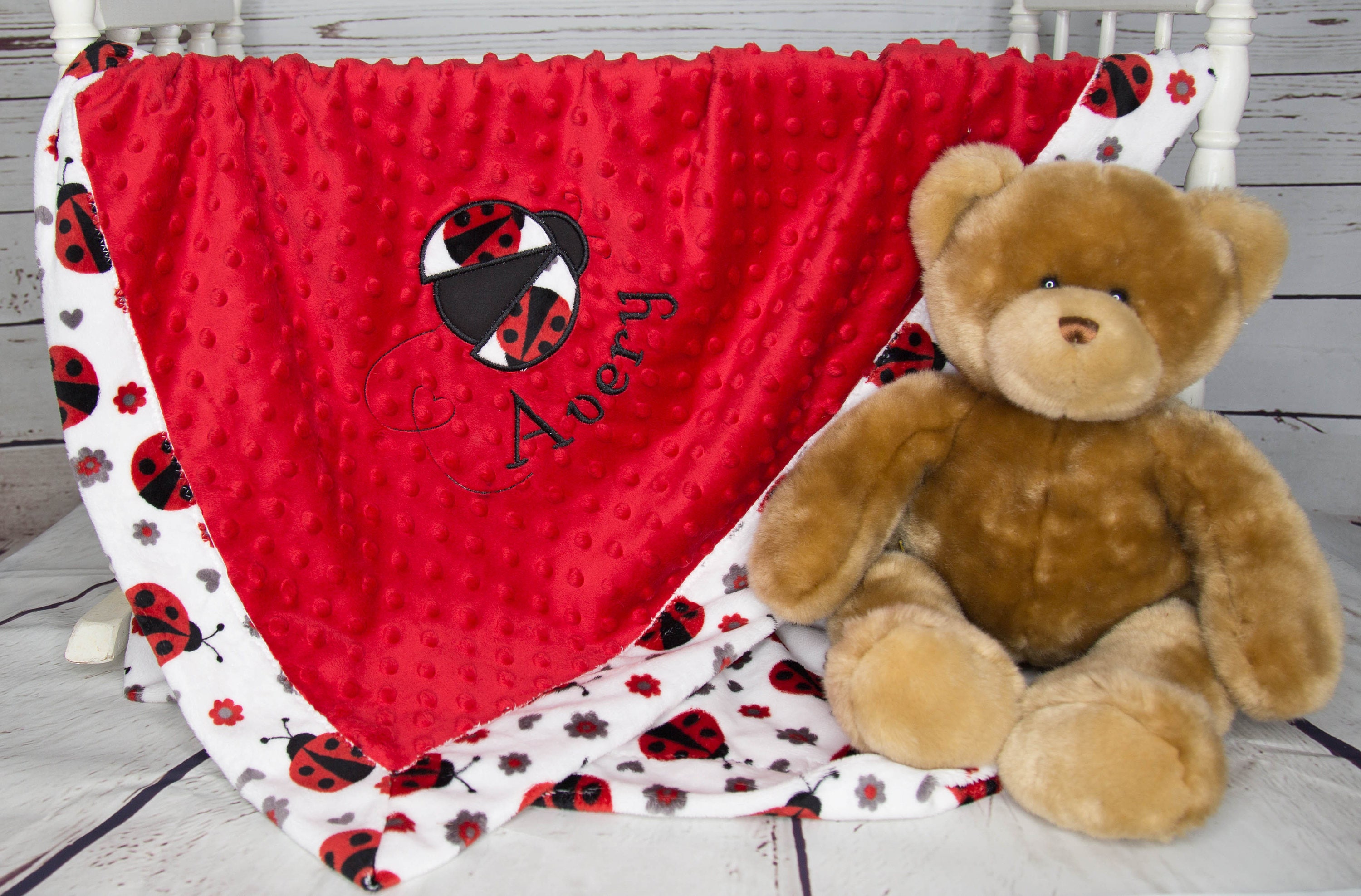 Lady Bug Baby Blanket Personalized Baby Blanket Lady Bug Etsy