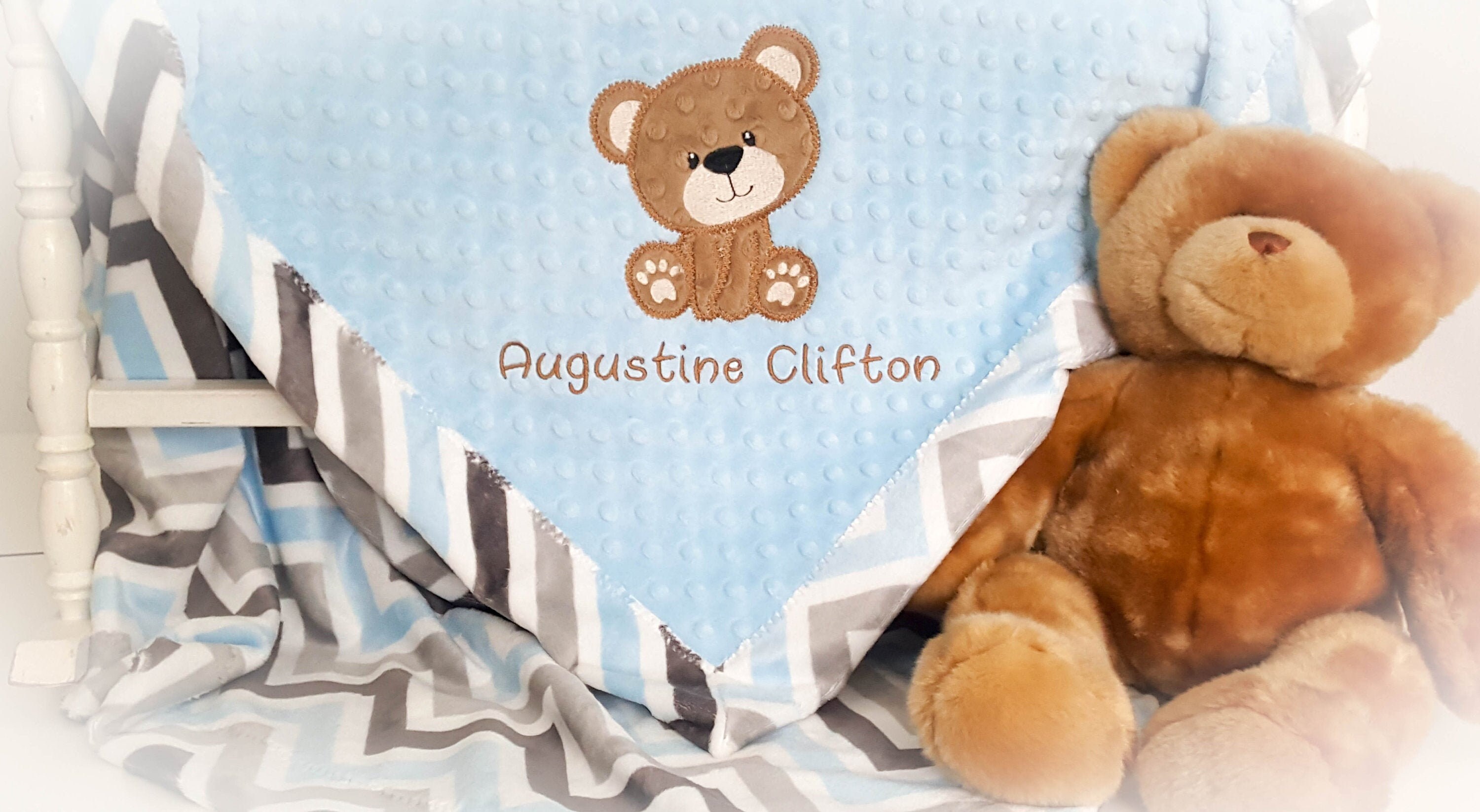 Personalized Baby Blanket Minky Baby Blanket Teddy Bear Etsy