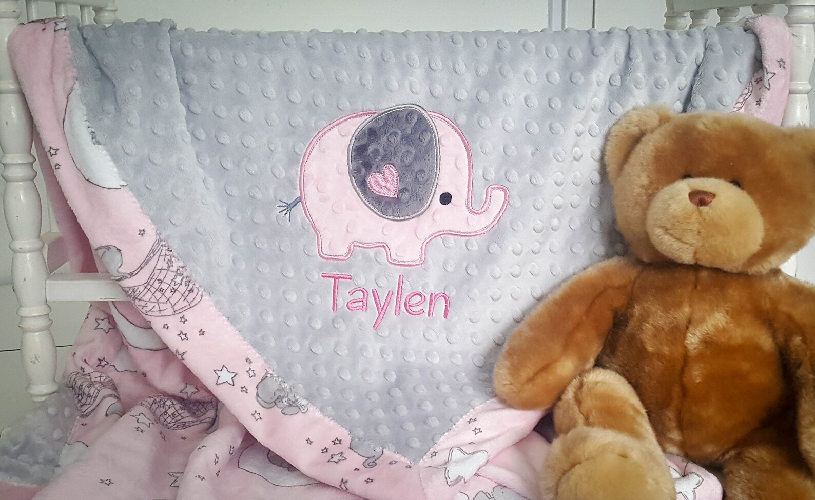 Elephant Baby Blanket Personalized Baby Blanket Custom Name Etsy