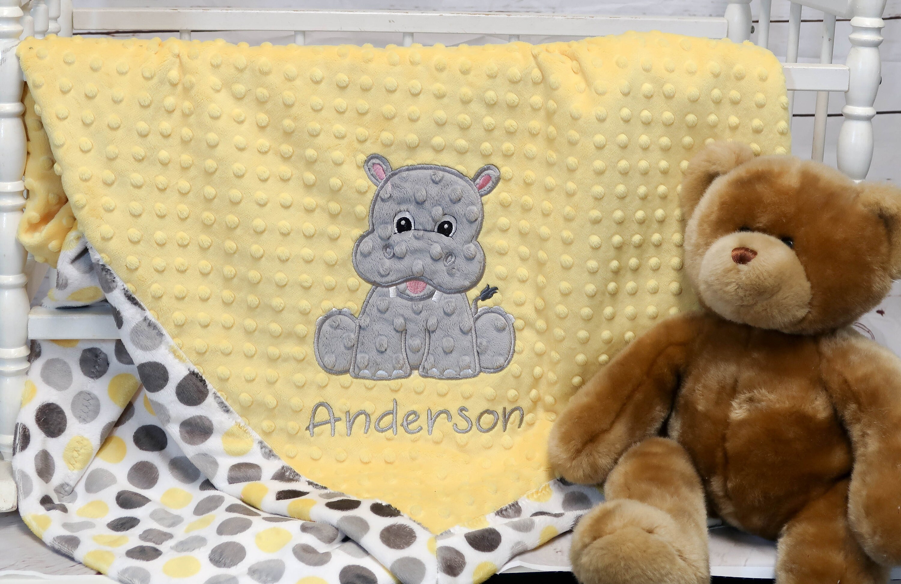 Hippo Blanket Hippo Baby Blanket Personalized Baby Blanket Etsy