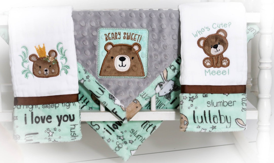 Teddy Bear Burp Cloths and Lovey Security Blanket Teddy Bears Etsy