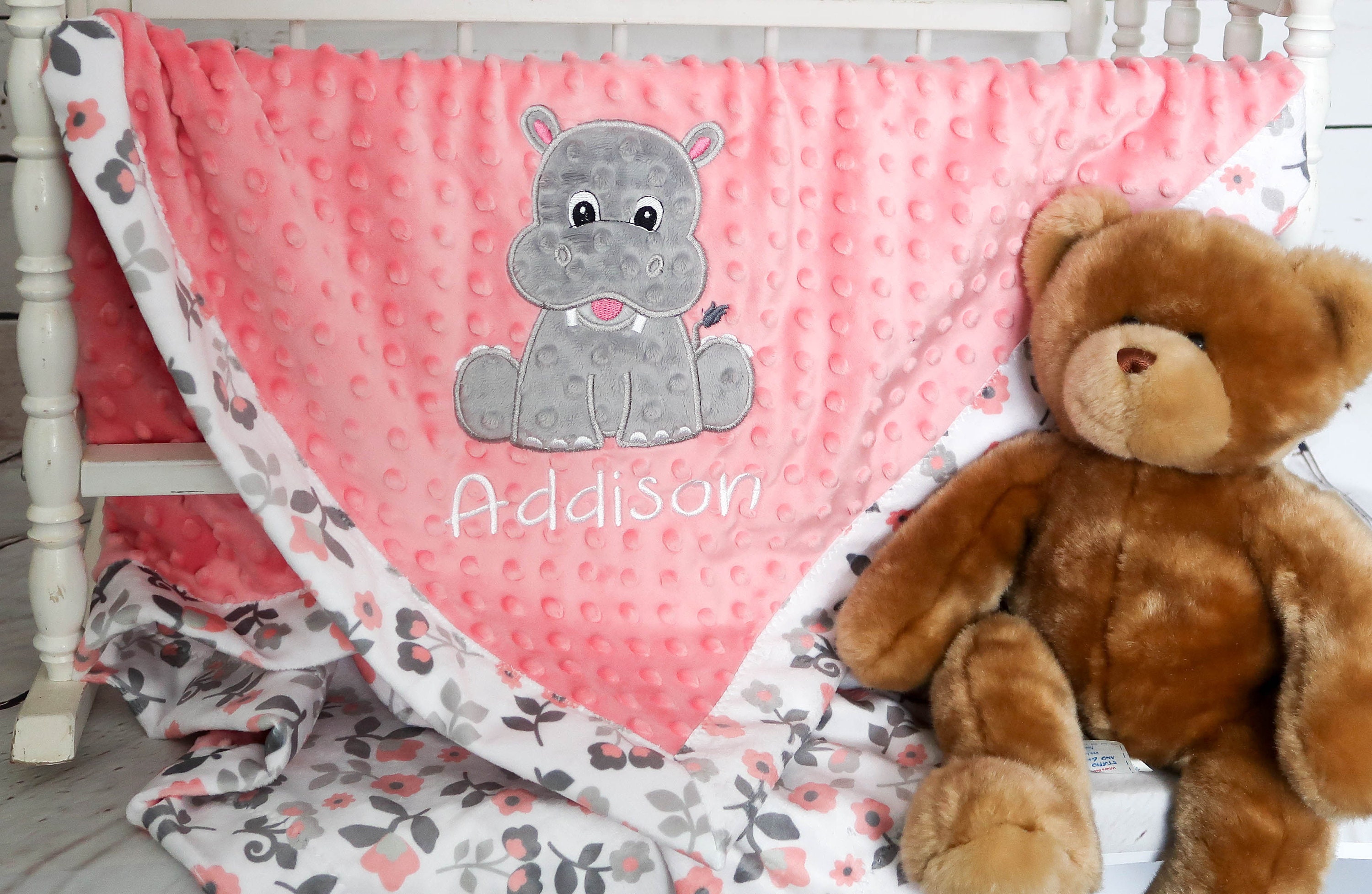 Baby Hippo Blanket Hippo Blanket Personalized Baby Blanket Etsy
