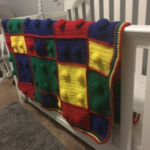 Lego Blanket, Crochet Afghan, Child&#39;s Blanket, Baby Blanket, Made to Order, Handmade, Baby Shower Gift, Birthday Gift
