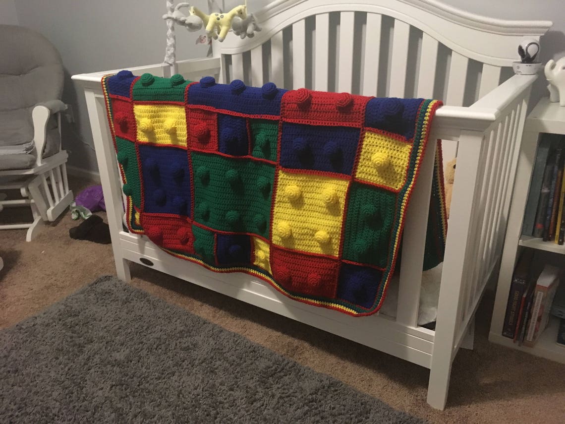 Lego Blanket, Crochet Afghan, Child's Blanket, Baby Blanket, Made to