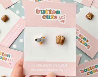 Seagull & Chippy Mismatched Stud Earrings