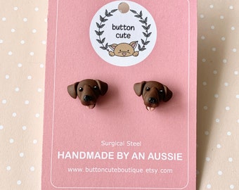 Labrador Earrings (Chocolate) | Handmade Dog Jewellery | Studs Dangles Hoops | Gift Ideas For Her