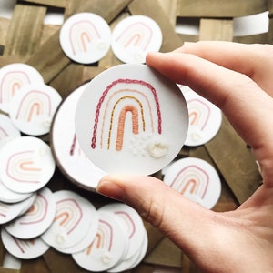 Rainbow embroidery sticker | printed rainbow vinyl sticker | rainbow sampler sticker