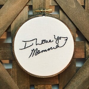 Embroidered Handwritten Note Hoop | Handwritten Note Keepsake | Hand Embroidered Handwriting Keepsake | please read description