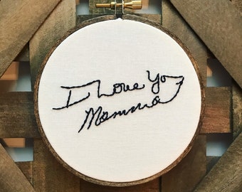 Embroidered Handwritten Note Hoop | Handwritten Note Keepsake | Hand Embroidered Handwriting Keepsake | please read description