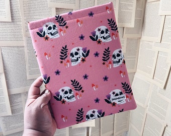 floral skulls book sleeve | book sleeves | bookish accessories | spooky fabrics collection