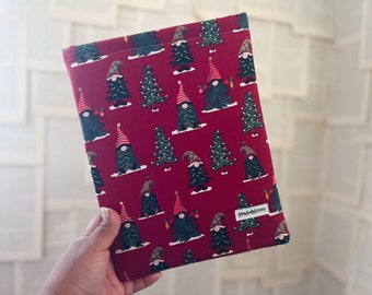 gnomey trees book sleeve | bookish accessories | cute christmas fabrics | christmas collection