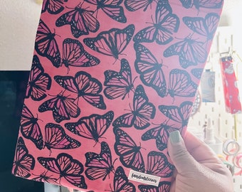 pochette de livre papillons roses | Protège-livres | accessoires livresques
