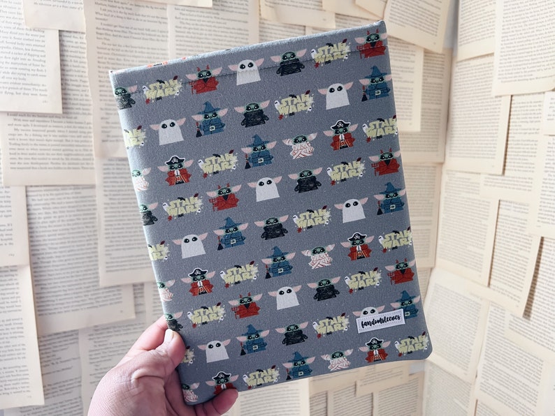 spooky grogu book sleeve book sleeves bookish accessories spooky fabrics collection image 1