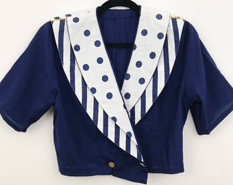 VINTAGE sailor type cropped blazer - small