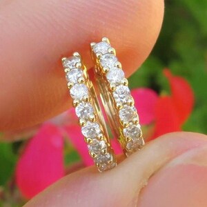 Genuine 0.37 ctw Round Diamond Hoop Earrings in Solid 14k Yellow Gold