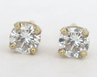 Genuine 0.25 ctw Round Diamond Stud Earrings in Solid 14k Yellow Gold,