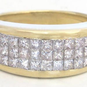 CLEARANCE Invisible Set Princess Cut Diamond Ring 14k Yellow Gold. Reg 6899USD 40% off afbeelding 2