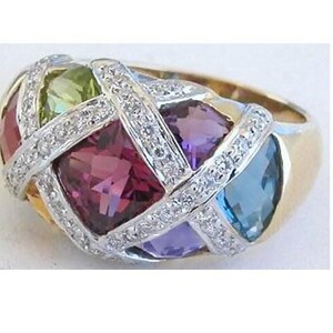 CLEARANCE MultiGem Diamond Ring 14k Yellow Gold 6 1/2. Reg 3999USD 50% off image 4