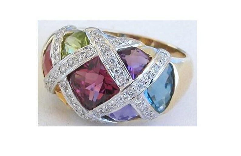 CLEARANCE MultiGem Diamond Ring 14k Yellow Gold 6 1/2. Reg 3999USD 50% off image 4