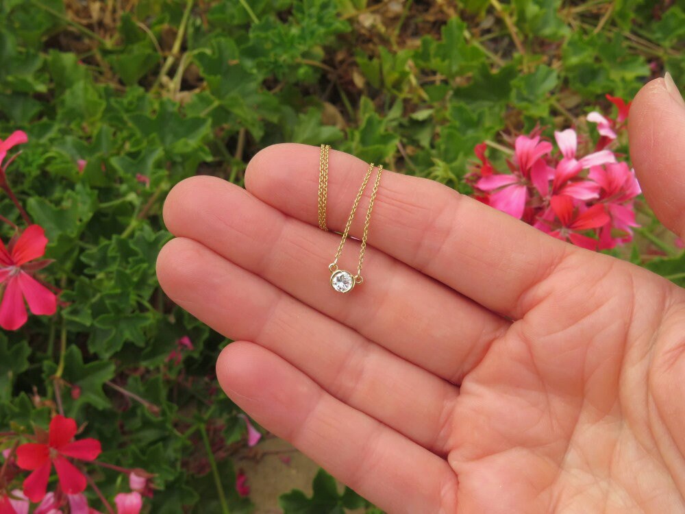 Genuine 0.27 Carat Round Diamond Solitaire Necklace in Solid Genuine 0.27 Carat Round Diamond Solitaire Necklace in Solid