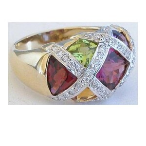 CLEARANCE MultiGem Diamond Ring 14k Yellow Gold 6 1/2. Reg 3999USD 50% off image 3