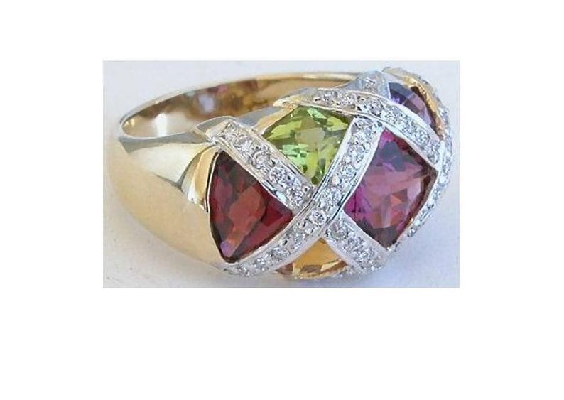CLEARANCE MultiGem Diamond Ring 14k Yellow Gold 6 1/2. Reg 3999USD 50% off image 3