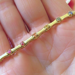 Rainbow Sapphire Bracelet: 14k Yellow Gold Ceylon Gemstone Bracelet