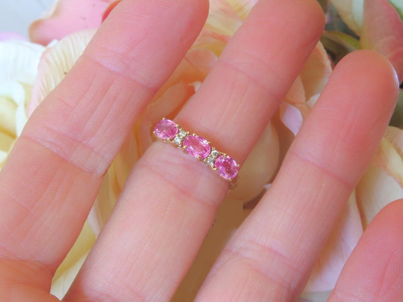 Genuine Pink Sapphire Ring With Diamonds Natural Oval | Etsy