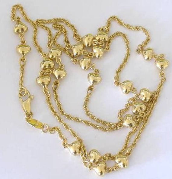 14K Yellow Gold Station Necklace With Heart Shaped Synthetic Amethyst 16 Inches 14K Yellow Gold Station Necklace With Heart Shaped Synthetic Amethyst 16 Inches
