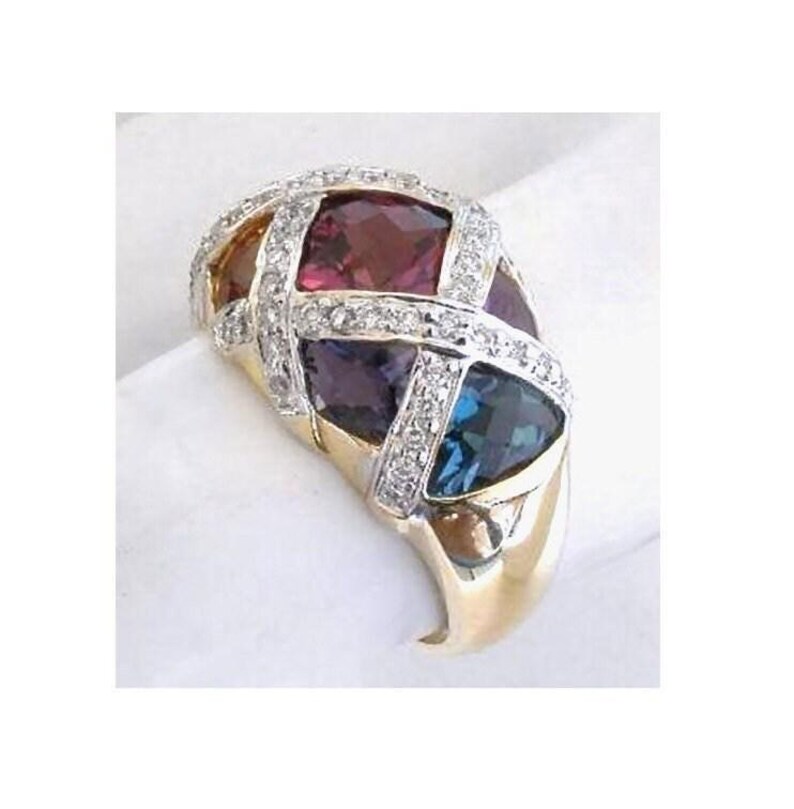 CLEARANCE MultiGem Diamond Ring 14k Yellow Gold 6 1/2. Reg 3999USD 50% off image 5