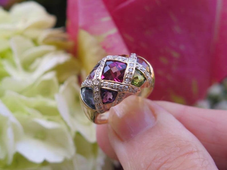 CLEARANCE MultiGem Diamond Ring 14k Yellow Gold 6 1/2. Reg 3999USD 50% off image 2