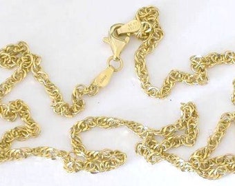 14k Yellow Gold Sparkle Link Necklace - Faceted 18 inch