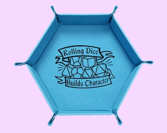Rolling Dice Builds Character Dice Tray, DND Dice Tray, Dungeons And Dragons Dice Tray, Collapsable Dice Tray