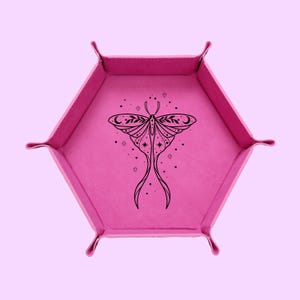 Celestial Moth Dice Tray, DND Dice Tray, Dungeons And Dragons Dice Tray, Collapsable Dice Tray Pink