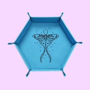 Celestial Moth Dice Tray, DND Dice Tray, Dungeons And Dragons Dice Tray, Collapsable Dice Tray Blue