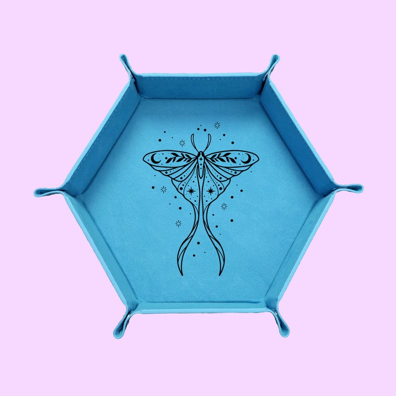 Celestial Moth Dice Tray, DND Dice Tray, Dungeons And Dragons Dice Tray, Collapsable Dice Tray Blue